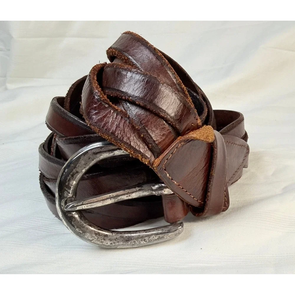 Banana Republic Braided Leather Belt Brown Italy Size 28 Western Boho